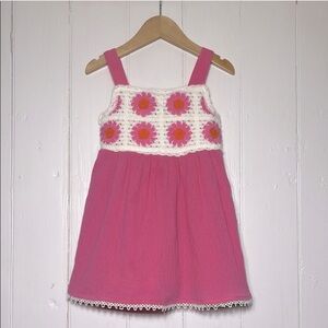 HAUTE HIPPIE EUC 100% Cotton Colorful Boho Bohemian Floral Crochet Lace Dress